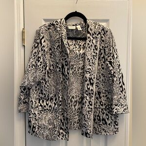 ZENERGY BY CHICO'S Hooded Animal Print Jacket - Size 3 or XL - 3/4 sleeves